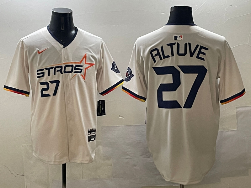 Men's Houston Astros Jose Altuve #27 Cream 2025 City Connect Limited Jersey
